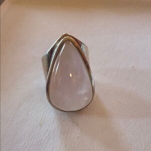 Elegant Silver and ROSE QUARTZ Pink Teardrop Ring